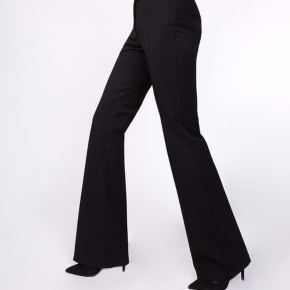 AELLA Los Angeles Black High Waist Pintuck Flare Dress Pant 6